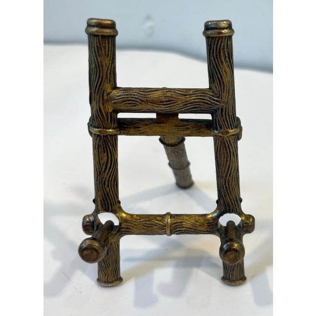 Gold Vintage Italian Gold Metal Faux Bamboo Petite Easel For Sale - Image 8 of 11
