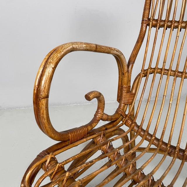 Mid-Century Modern Italian Armchairs in Rattan, 1960s, Set of 3 For Sale - Image 6 of 18
