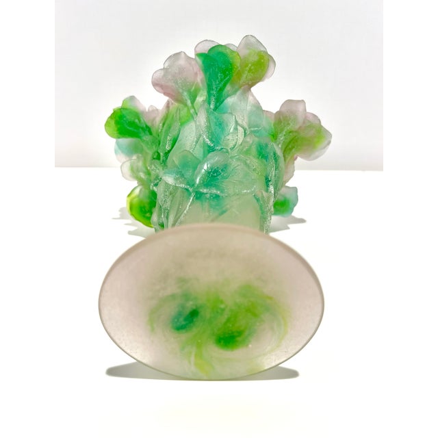 Art Deco 1970s Daum France Pâte De Verre “Roses” Vase - Signed For Sale - Image 3 of 8