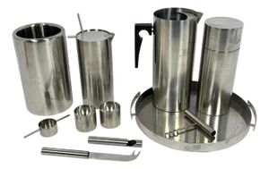 1960’s Stelton Cylinda Stainless Barware Set by Arne Jacobsen Made in Denmark