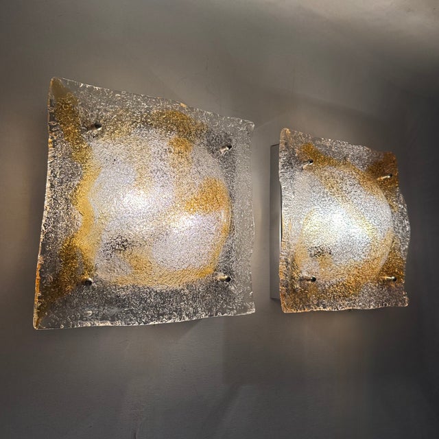 Abstract Murano Glass Wall Sconces from Mazzega, Italy, 1960s, Set of 2 For Sale - Image 15 of 18