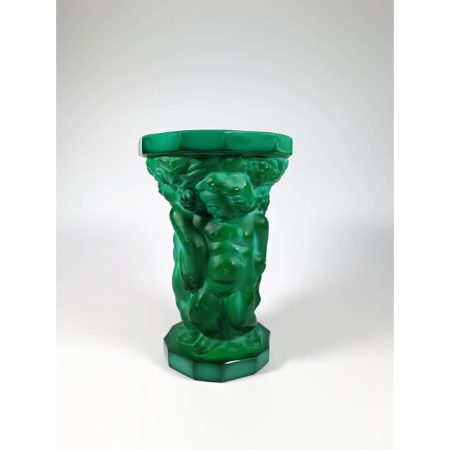 Glass František Pazourek Malachite Antique Vase 1930s For Sale - Image 7 of 7