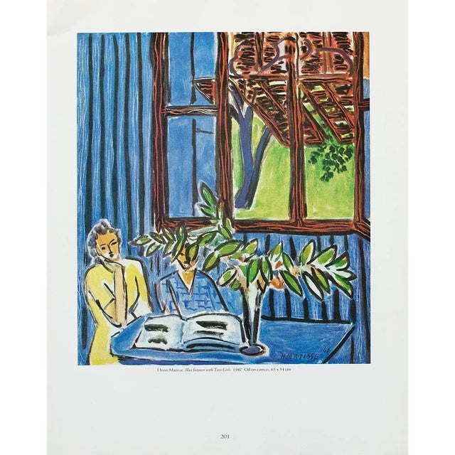 An excellent full-color print of color lithograph "Blue Interior With Two Girls" by Henri Matisse for Verve. This full-...