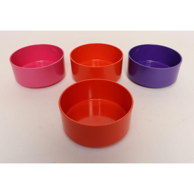Tangerine Set of Four Vintage Purple, Orange and Pink Melamine "Max" Bowls by Massimo Vignelli for Heller For Sale - Image 8 of 14