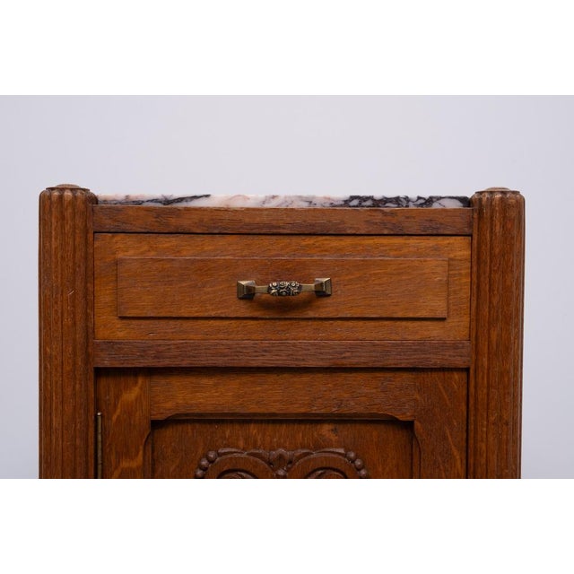 Art Nouveau Nightstand in Oak with Marble Top, 1920s For Sale - Image 9 of 11