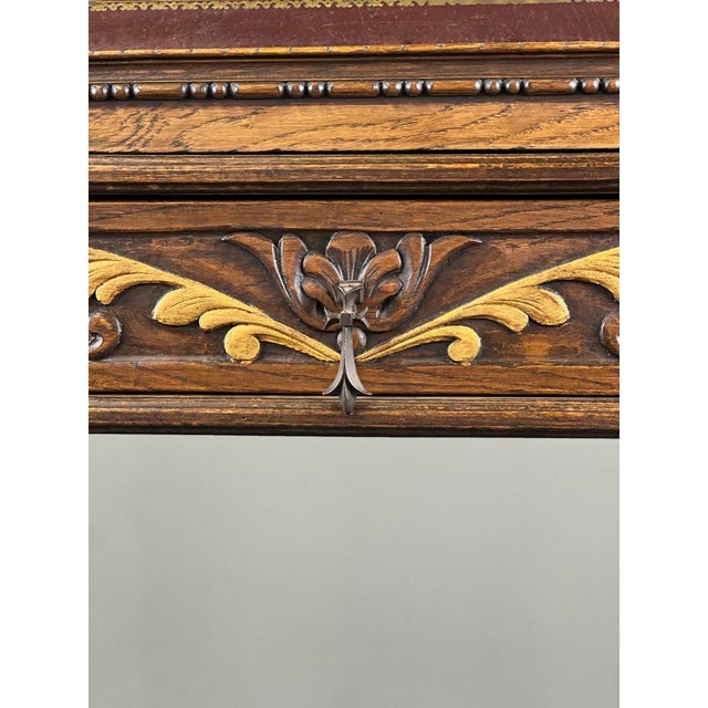 19th Century Neo-Renaissance Carved and Polychrome Wooden Secretary Desk For Sale - Image 11 of 13