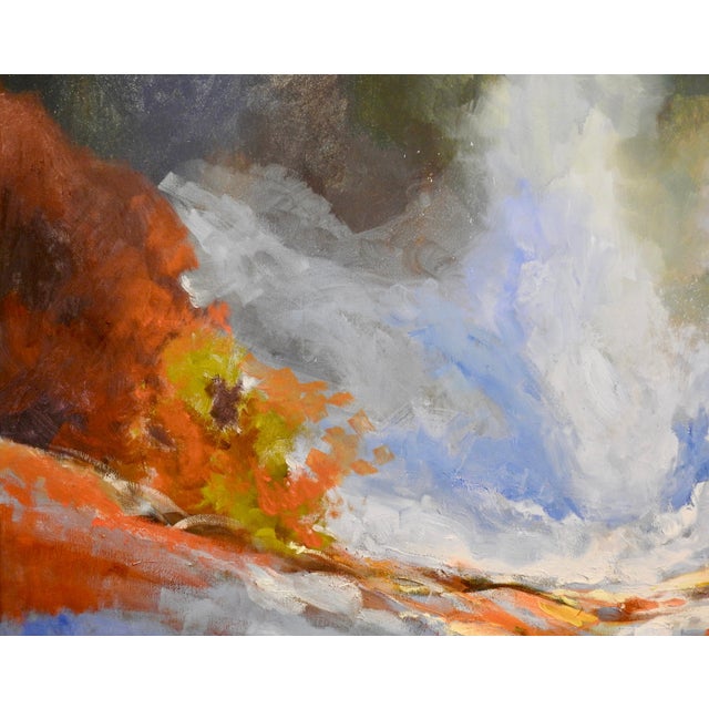 Mid-Century Modern Painting, "Waterfall Surrounded by Quarry" Cascading Water For Sale - Image 11 of 13