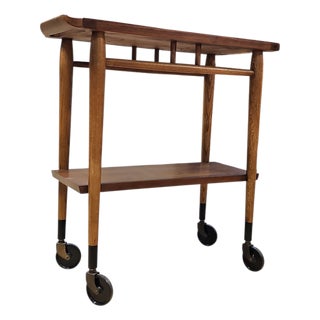 1960s Mid-Century Modern Lane Bar Cart With Caster Wheels For Sale