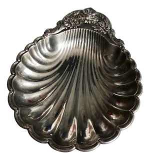Large Vintage Shell Dish in Silver Metal, 1970s