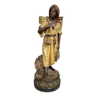 Terracotta Fisher Girl attributed to Bernard Bloch, 1880s For Sale