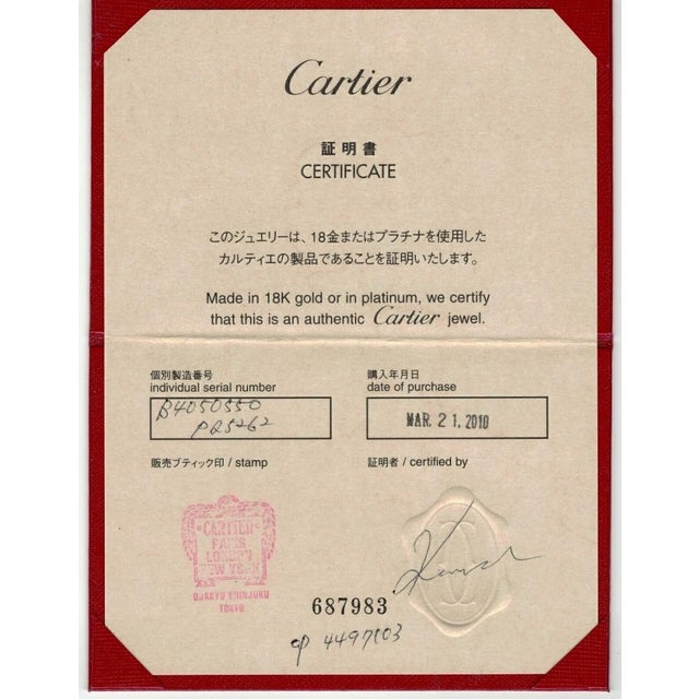 Mid 20th Century Cartier Mini Love 1 Diamond 18k Gold Band Ring w/Cert - Size 5 For Sale - Image 4 of 7