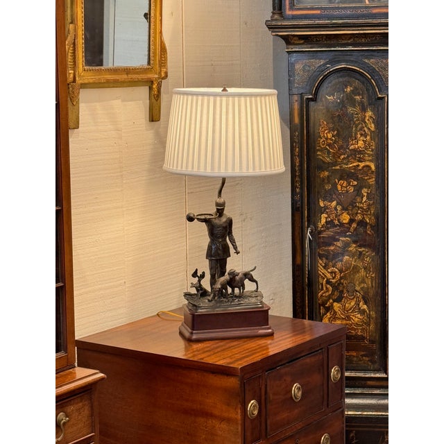1950s Bronze Fox Hunting Lamp For Sale - Image 4 of 9