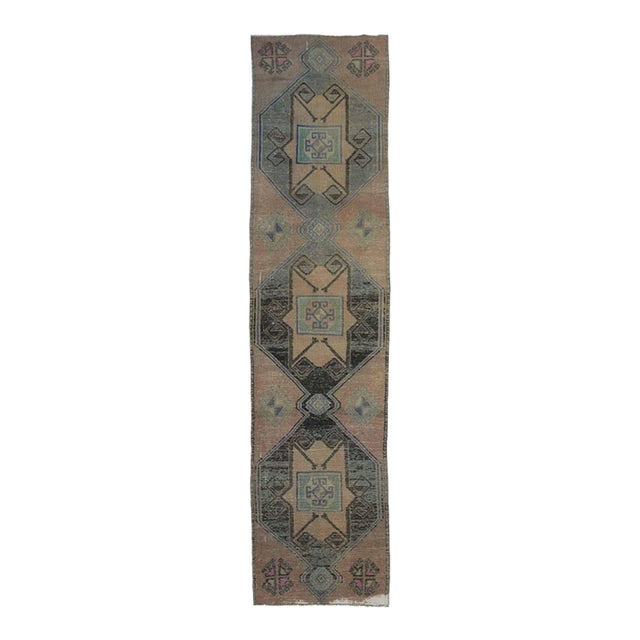 1970s Vintage Handmade Wool Cotton Turkish Brown Area Rug For Sale