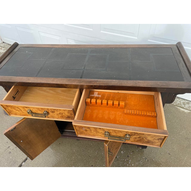 1970s 1970s Art Deco Bernhardt Burl Wood Storage Cabinet For Sale - Image 5 of 12
