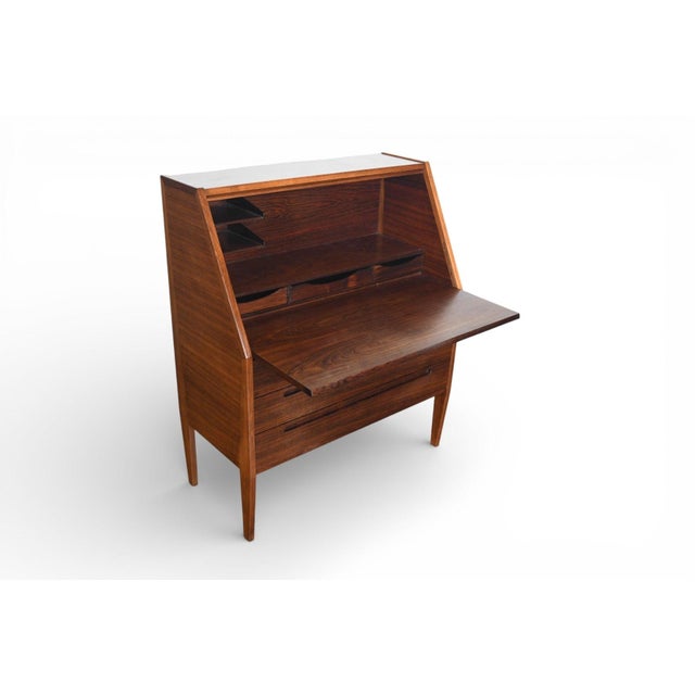 Mid-Century Modern Mid 20th Century Attributed to Kai Kristiansen for HJN Brazilian Rosewood Secretary Desk For Sale - Image 3 of 18