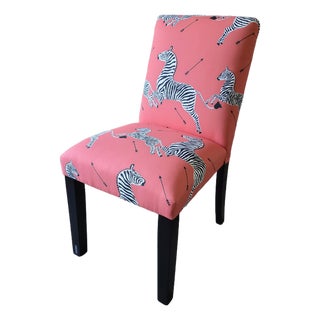 Set of 4 Classic Coral Zebra Dining Chairs, MCM For Sale