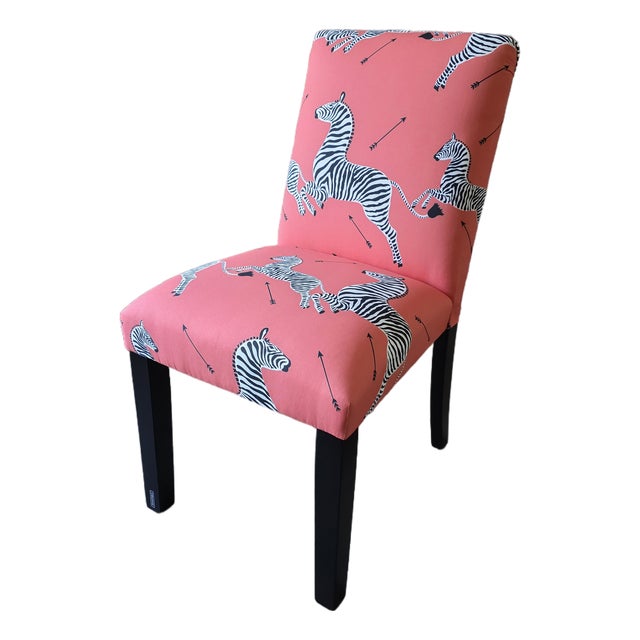 Set of 4 Classic Coral Zebra Dining Chairs, MCM For Sale