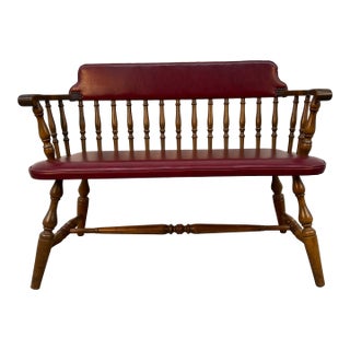 Vintage Farmhouse Windsor-Style Spindle Bench For Sale