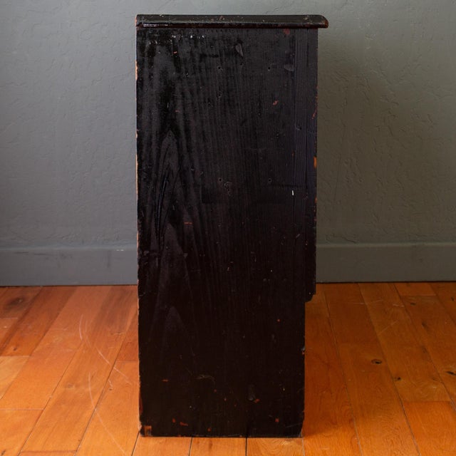19th Century 20 Drawer Black Apothecary Cabinet or Millinery Hutch For Sale - Image 13 of 18