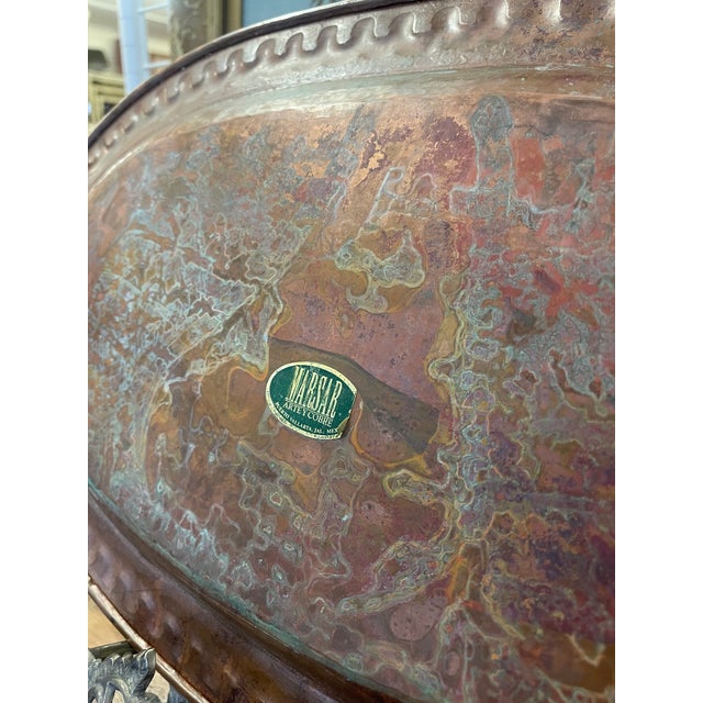 Metal Vintage Hand-Hammered Oval Tray by Marsar Arte Y Cobre, Puerto Vallarta, Mexico For Sale - Image 7 of 9
