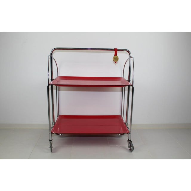 Mid-Century Dinette Foldable Serving Trolley from Bremshey Solingen, 1960s For Sale - Image 4 of 8