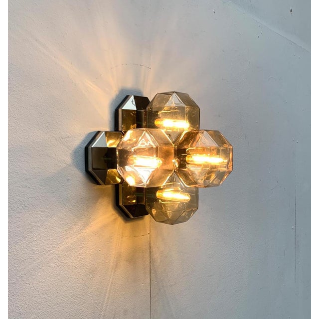 Metal Vintage German Space Age Chrome & Glass Wall or Ceiling Lamp by Motoko Ishii for Staff, 1970s For Sale - Image 7 of 18