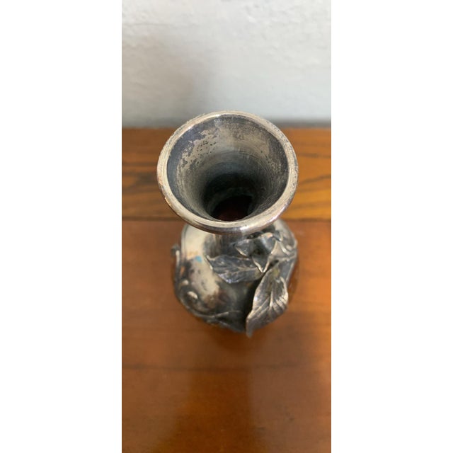 Traditional Vintage King Salomon Silver Overlay Art Glass Bud Vase – Made in Israel, 7” For Sale - Image 3 of 6