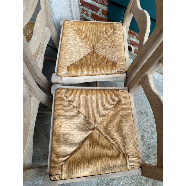 Set 6 Vintage French Ladder Back Dining Chairs Rush Seat Bleached Oak Farmhouse For Sale - Image 18 of 18