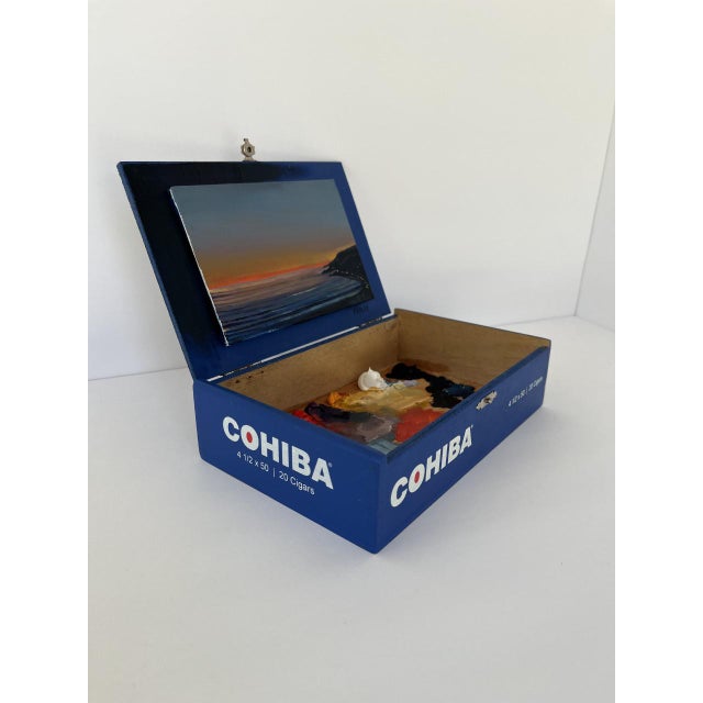 Contemporary "Sunset in Malibu" Contemporary Cigar Box Oil Painting by Jessica Fairley For Sale - Image 3 of 8