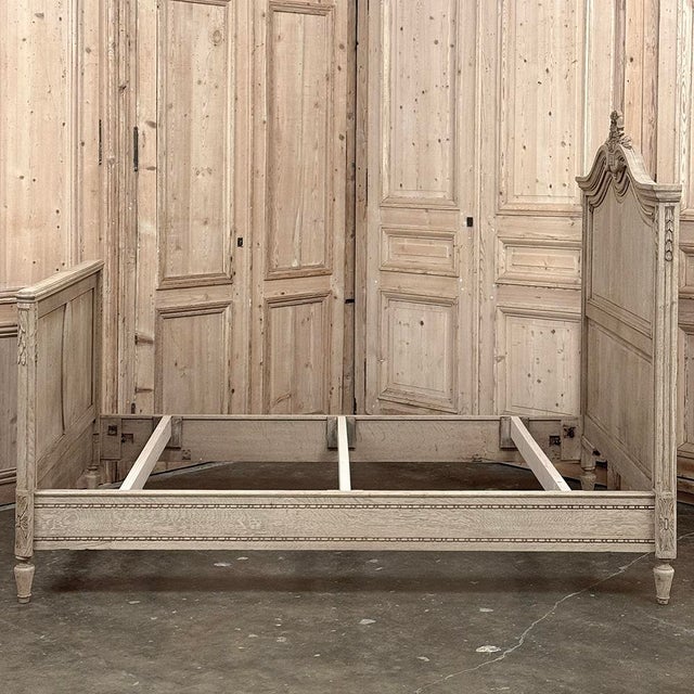 Antique Country French Louis XVI Stripped Oak Full-Size Bed For Sale - Image 13 of 18
