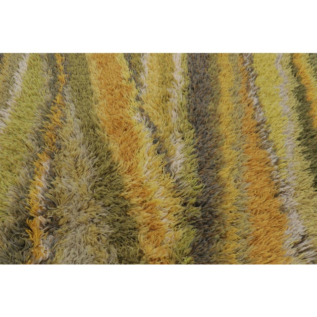 1960s Vintage Swedish Rya Rug in Yellow and Green Geometric Design - Rug & Kilim For Sale - Image 5 of 9