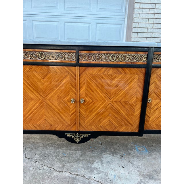 French 19th Century Louis XV Carrara Marble Top Mahogany Sideboard For Sale - Image 10 of 12