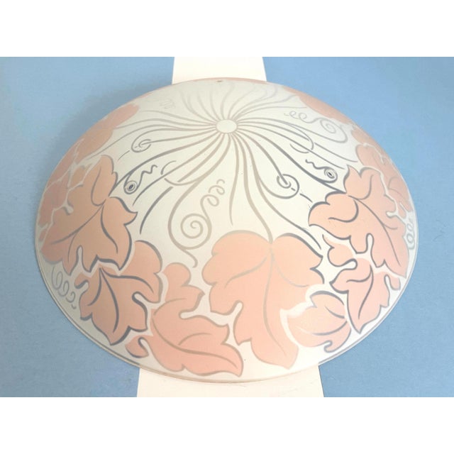 Metal 1940s Pink Oak Leaf Ceiling Light For Sale - Image 7 of 17