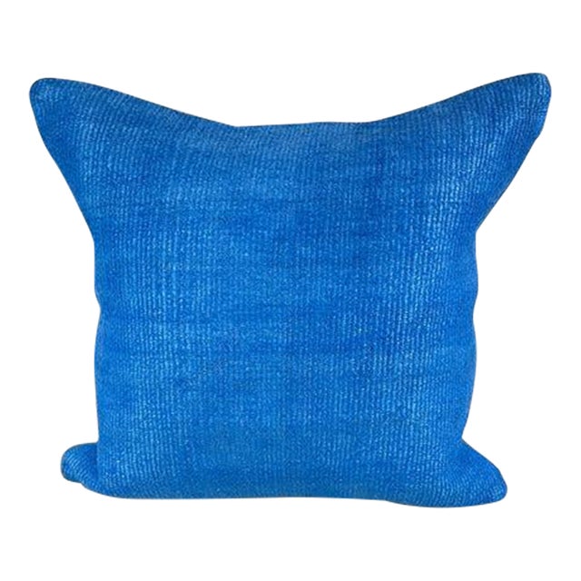 20 x 20 Hemp Pillow Turkish Cushion Natural Blue Pillow Cushion Cover For Sale
