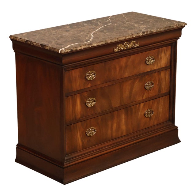 Henkel Harris Empire Style Marble Top Mahogany Chest Of Drawers For Sale