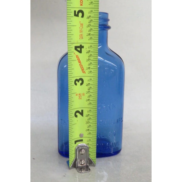 Chas H Phillips Chemical Co Milk of Magnesia Blue Glass Bottle For Sale - Image 4 of 10