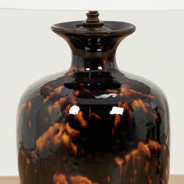Mid-Century Modern Vintage Pair of Faux Tortoise Table Lamps For Sale - Image 3 of 11