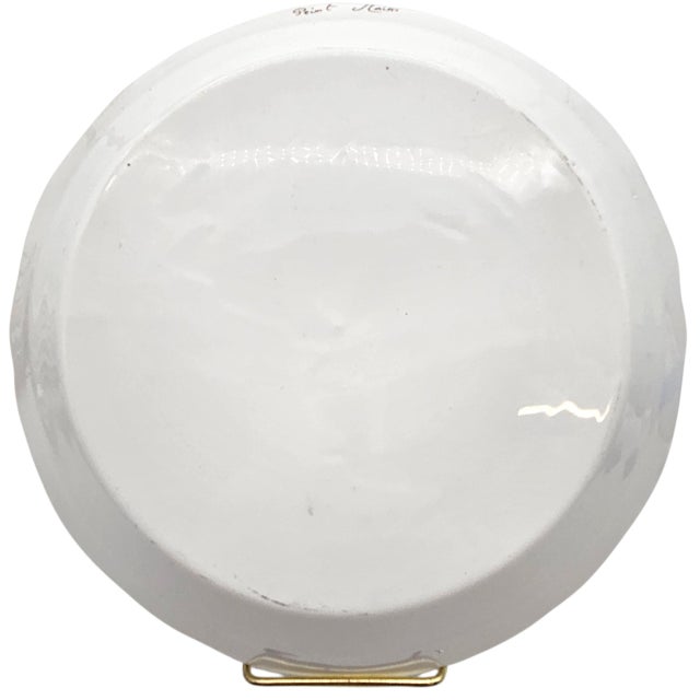 White French Peint Main Faience Plate With Folk Figure, 9.25" For Sale - Image 8 of 12