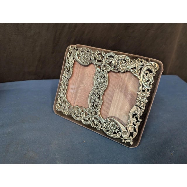 Art Nouveau Vintage Sterling silver double frame For Sale - Image 3 of 5