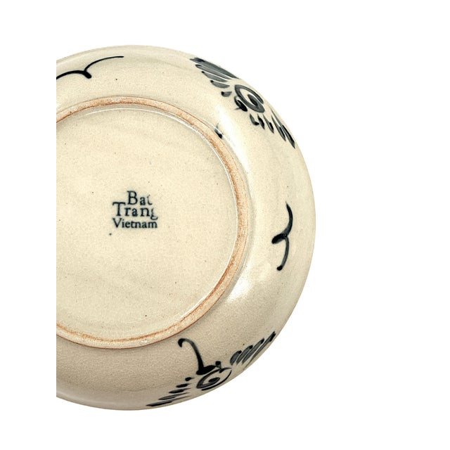 Set of 5 Bat Trang Vietnamese Ceramic Dessert Plates With Hand Painted Blue Floral Motifs For Sale - Image 10 of 10