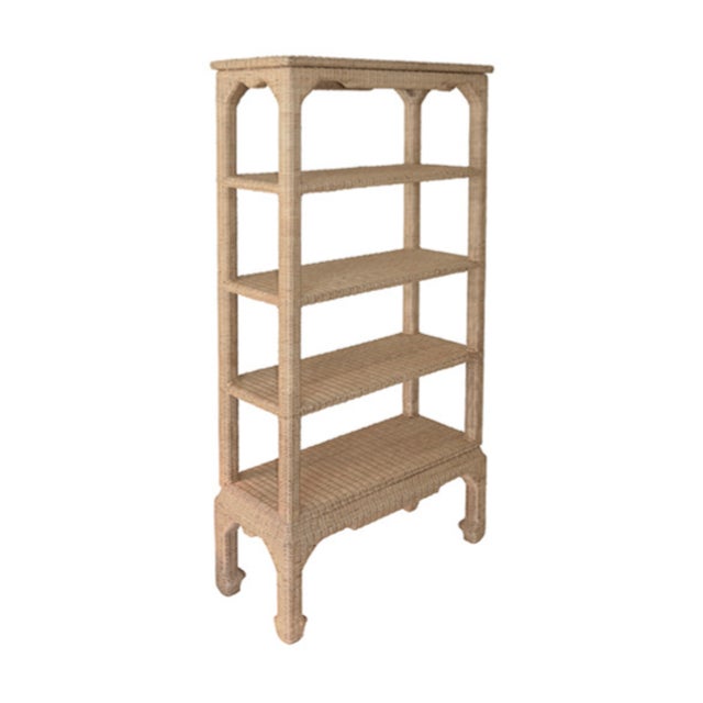 Transitional Matthew Izzo Home Cavalier Ming Style Five Shelf Etagere in Woven Rattan For Sale - Image 3 of 9