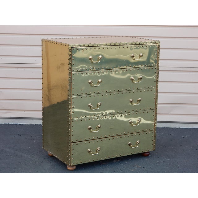 Vintage Brass Clad Chest of Drawers by Sarreid of Spain For Sale - Image 11 of 11