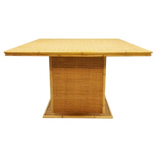 Vintage Rattan Bamboo Dining Table, 1960s For Sale