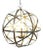 Crafted from iron with a warm brass finish, this striking globe-shaped chandelier features intersecting metal bands...