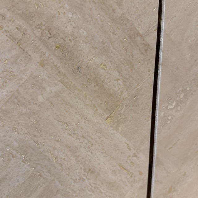 Late 20th Century Postmodern Ello Travertine and Brass Credenza, Attributed For Sale - Image 9 of 12
