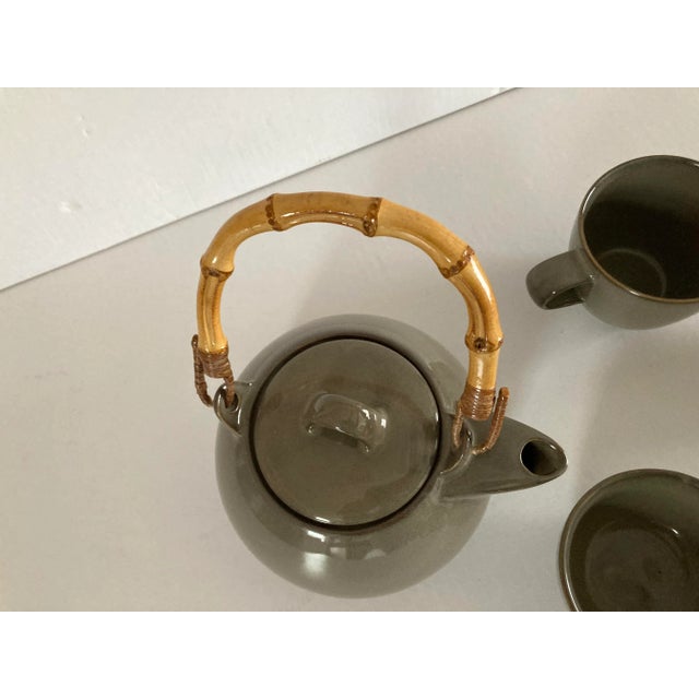 2000 - 2009 Forelife Tea Set Ceramic Deep Moss Green For Sale - Image 5 of 7