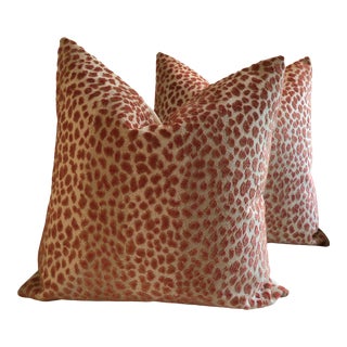 Cowtan and Tout Ocelot Coral Down-Filled Pillows- a Pair For Sale