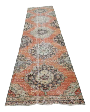 Long and Narrow Handmade Staircase Turkish Wool Runner 2'11" X 12'10"