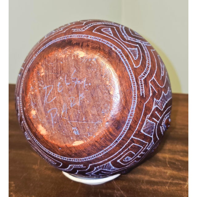 Mid 20th Century Reis Pará Brazilian Marajoara‑Style Carved Ceramic Pot For Sale - Image 5 of 6