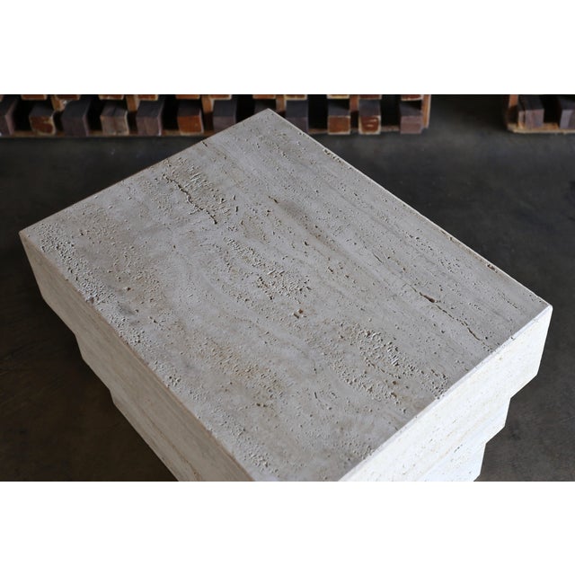 1980s 1980s Vintage Sculptural Modernist Travertine Side Table For Sale - Image 5 of 13
